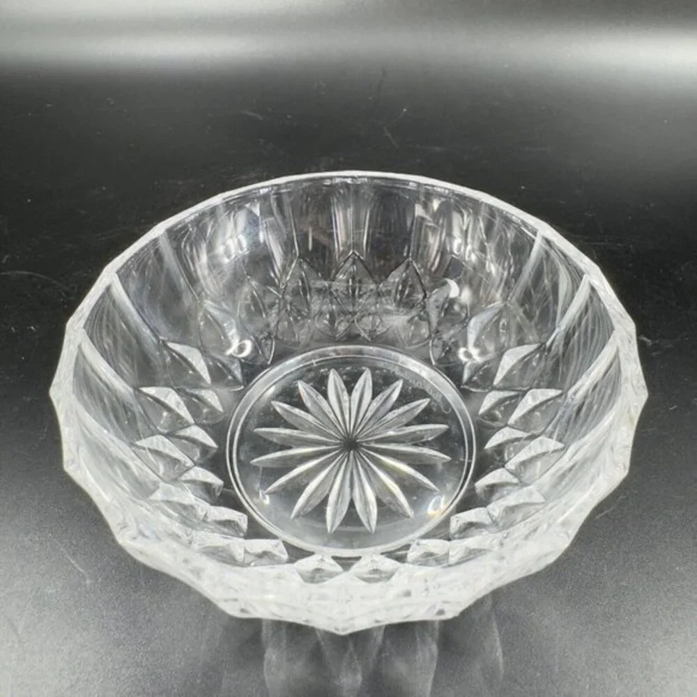 Val St. Lambert Crystal Clear Glass‎ Round Dish Bowl Signed On Bottom Vintage